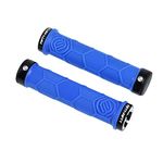 FIFTY-FIFTY Double Lock-On Mountain Bike Grips, Bicycle Handlebar Locking Grips, Non-Slip MTB Handle Grips (Blue)