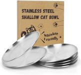 Petdream 6 Wide Whisker Friendly Cat Dishes Set 6.7", Stainless Steel Cats Bowls, Shallow Food Bowl, Indoor Kitten Feeding Wet & Dry Food Dish to Prevent Whisker Fatigue