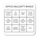 Office Bingo Card Coaster Funny Novelty Gift – Secret Santa and Office Joke Gift for Colleagues – Humourous Drink Coaster with Waterproof Gloss Finish (90 mm x 90 mm)