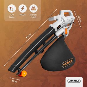 VonHaus 3000W Leaf Blower Vacuum – Powerful Garden Tool