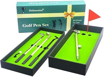 Debuosim Stocking Stuffers for Men Adults, Golf Gifts for Men Dad Adults Husband Him Boyfriend Golfers, Golf Pens with Mini Putting Green, 3 Golf Clubs Pens with Balls and Flag