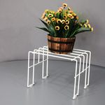 Meshable Moso 1 Tiered Plant Stand for Balcony and Living Room Made with Metal, Elegant Design and Rust Free Decorative Pot Stand For Indoor & Outdoor - White (Set of 1)