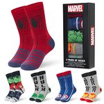 Marvel Mens Calf Socks, Soft Breathable Crew Socks Pack of 5 - Mens Gifts (Multi, 6.5/10.5 UK)