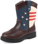 Cowboy/Cowgirl Boots for Boys/Girls Toddler Western Wide Calf Square Toe Kids Boots with Side Zipper,Dark Brown 3