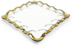 Annieglass Ruffle 11.5 Inch Square Server with 24k Gold, Timeless Glass Tableware for All Occasions, Made in The USA