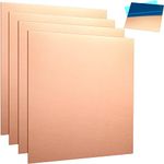 Therwen 4 Pieces Copper Sheets Copper Plates Metal for Crafts, 12 x 12 inch, 24 Gauge (0.5mm) Thickness, No Scratches, Pure Copper Sheet for Jewelry, Repairs, Electrical