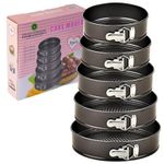 ARIANA HOMEWARE Set of 5 Round Cake Tins Springform with Removable Bottoms and Metal Handles Loose Base Baking Pan Tray Perfect for Cakes and Cheesecake – Sizes 18/20/22/24/26 CM