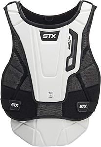 STX Mens Lacrosse Shield 600 Goalie Chest Protector, White/Black, Extra Large