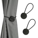 HedongHexi 2 Pack Magnetic Curtain Tiebacks Elegant Curtain Holders for Drapes Outdoor Window Treatment Holdbacks(Black,2P)