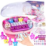 FORMIZON Nail Polish Set Girls with Nail Dryer, Nail Art Crafts Kit Toys for Kids Girls Age 5 6 7 8 9, Nail Salon Accessories with Eyeshadow/False Nail/Glitter, Makeup Kit Party Supplies for Girl