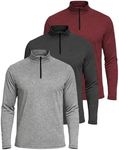 Real Essentials Mens Big and Tall King Size Quarter 1/4 Zip Pullover Long Sleeve Athletic Dry Fit Shirt Gym Running Golf Half Zip Top Workout Sweatshirts Sweater Jacket, Set 3, 5X, Pack of 3
