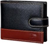 MORUCHA RFID Blocking Genuine Leather Wallet for Men – Slim Bifold Bull Leather Wallet with Coin Pocket, ID Window, 8 Card Slots – Premium Black/Brown Luxury Gift Box (Model #M75)