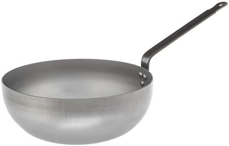 Mauviel M'Steel Black Carbon Natural Nonstick Splayed Curved Saute Pan with Iron Handle, 4.2-qt, Suitable for All Cooking Surfaces, Made in France