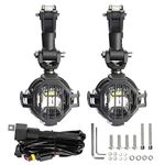 LITTOU KOLOME Motorcycle Spotlight for Motorbike ATV Tractor Forklift Motorcycle Fog Light Auxiliary Lamp Running Light with Front Protection Grids+Wiring+ Waterproof (Full Set)