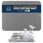 Silicone Dish Drying Mat, Multi-Use Dish Drying Mats For Kitchen Counter, Drying Matt Kitchen Counter, Multi-Use Dish Mat Drying Kitchen Mat, 16 x 12 Inches Drying Mat by Linda’s Essentials, Gray