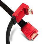 JuicEBitz 4K HDMI Cable 1m, Straight to Angled Connectors, Ultra High Speed HDMI 4k 60fps. 2.0 HDMI Lead. HDMI to HDMI Cable for with XBox, Playstation, Apple TV, Sky + More. Ultra HD 1M Long HDMI