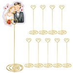 HomWanna Table Number Holders 10Pcs - 8.75 inch Heart Shaped Place Card Holder Tall Table Number Stands for Wedding Party Graduation Reception Restaurant Home Centerpiece Decoration Memo (Gold)