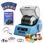 Tryes Rock Tumbler Kit Adults - Rock Polisher Tumbler with Noise Reduction Cover, Speed&Timer Control, Includes 4 Polishing Grits, Rough Gemstones, Learning Guide etc. (blue)