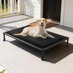 Veehoo Chew Proof Elevated Dog Bed, Durable Raised Dog Cot with Soft PP Cotton-Filled Waterproof Mat, Washable Pet Padded Beds for Indoor, Outdoor, Camping or Crate, 41-Inch, Black