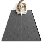 Pieviev Silicone Cat Litter Trapping Mat, 86X 56CM Large Cat Litter Mat, Easy to Clean & Soft on Kitty Paws, Waterproof Kitty Litter Pads for Indoor Cats, Dark Gray
