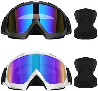 Lievermo Motorcycle Goggles Dirt Bike Goggles 2 Pack ATV Off-Road Riding Motocross Ski Goggles Windproof Glasses with Sun UV Protection Neck Gaiter Face Cover, Black+White