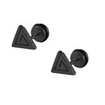 Yellow Chimes Earrings for Men and Boys Fashion Black Studs for Men | Triangle Shaped Black Studs | Stainless Steel Stud Earrings | Birthday Gift for Men and Boys Anniversary Gift for Husband