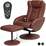 Best Choice Products Faux Leather Electric Massage Recliner w/Stool Footrest Ottoman, Remote Control, 5 Heat & Massage Modes, Side Pockets - Brown