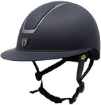 TIPPERARY EQUESTRIAN Horse Riding Helmet - Windsor - English Style Protective Horseback Riding Apparel - Customizable Fit and Cooling Ventilation - Black Chrome - Wide Brim - M