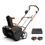 Worx WG471 40V Power Share 20" Cordless Snow Blower with Brushless Motor, Black and Orange