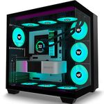 AMANSON ATX PC Case, 9 ARGB Fans Pre-Installed, 360MM RAD Support, 270° Full View Tempered Glass Gaming PC Case, Mid Tower Computer Case, Black,H06