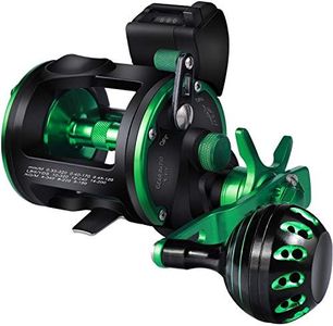 Sougayilang Line Counter Trolling Fishing Reel,Conventional Level Wind Trolling Reel, Graphite Body, Durable Stainless-Steel and Brass Gears, Large Line Capacity, Powerful Carbon Disc Drag-RZC20R