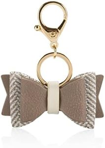 Itzy Ritzy Boss Bow Charm with Clasp - Cute Bow Bag Charm for Diaper Bags, Purses, Keychains & Wallets - Versatile & Stylish Vegan Leather Purse Charm (Vanilla Latte)