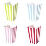 JZK 48 Stripe multicolore small paper popcorn treat boxes cups buckets kids birthday party favours gift box sweets food snacks holders container, pink blue red green