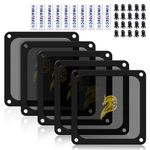 120mm Fan Filter PC Dust Filter Computer Fan Grills Dust Mesh Magnetic Frame PC Case Cover Dustproof PVC 50 Mesh(Gentleman Aesthetic, PVC, 120 * 120mm, 5pcs, Black)