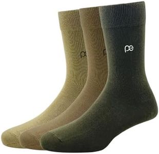 Peter England Mens Cotton Full Length Socks (Pack of 3) Beige, Khaki, Olive