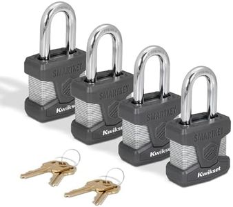 Kwikset SmartKey Re-Keyable Laminated Steel Padlock, 4-Pack, Silver