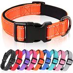 HEELE Dog Collar, Reflective Dog Collar, Soft Neoprene Padded Breathable Nylon Pet Collar Adjustable for Large Dogs, Lightweight Outdoor Training Collars, Orange, L(40-66cm)