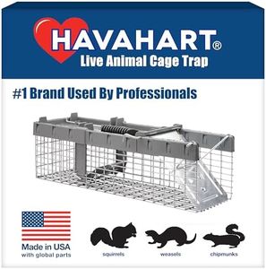 Havahart Small 1-Door Humane Live Catch and Release Animal Trap for Squirrels, Weasels, Chipmunks, and Other Animals - Humane Catch and Release for Small Animals - 1026
