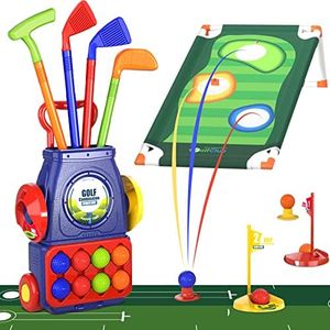 QDRAGON Set di Giocattoli da Golf per Bambini, Mini Golf con 4 mazze da golf, 8 palline, Set da Gioco Giocattolo Regalo per Bambini rRagazzi, Ragazze 3 4 5 6 Anni