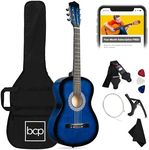 Best Choice Products 38in Beginner All Wood Acoustic Guitar Starter Kit w/Gig Bag, 6 Celluloid Picks, Nylon Strings, Capo, Cloth, Strap w/Pick Holder - Blueburst