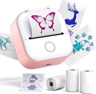 Phomemo T02 Mini Printer Thermal Sticker Printer with 3 Rolls Transparent Color Papers, Pink