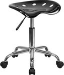 Flash Furniture Vibrant Black Tractor Seat and Chrome Stool