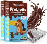 YUM-V'S Probiotic & Prebiotic Kids Sugar-Free Chocolate Chewable Fiber Supplement for Digestive Health (Toddlers, Kids & Teens) – 60 Chewables (2-Pack)