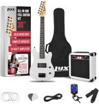LyxPro 30 Inch Electric Guitar and Starter Kit for Kids with 3/4 Size Beginner’s Guitar, Amp, Six Strings, Two Picks, Shoulder Strap, Digital Clip On Tuner, Guitar Cable and Soft Case Gig Bag - White