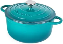 Cast Iron Dutch Oven with Lid – Non-Stick Ovenproof Enamelled Casserole Pot – Sturdy Dutch Oven Cookware – Teal, 5-Quart, 24cm – by Nuovva