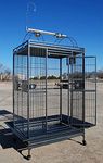 Extra Large Double Ladders Open Play Top Wrought Iron Bird Parrot Parakeet Finch Macaw Cockatoo Cage, Include Seed Guard and Toy Hook (35.5" L x 30.5" W x 66" H, Black Vein)