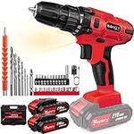 21V Cordless Drill,Electric Screwdriver Set,45Nm Cordless Combi Drill with 25+1 Torque Setting,2 X 1.5 Ah Battery,29PCS Accessories,2 Variable Speed, LED Work Light,Home and Garden DIY Project Kit