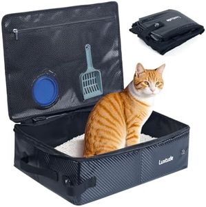 Luxtude Travel Litter Box for Cats, Comes with a Hard Non-Stick Bottom, Leakproof & Smell-Proof, Portable Design for Car, Hotel Room, and Outdoor Use, Easy to Clean