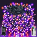 ZeMu Halloween Decorations Fairy Lights, 30m 300 LEDs Purple and Orange Outdoor String Lights Mains Powered Waterproof, 8 Modes Timer Green Cable Spooky Halloween Indoor Outside Decor Lights Plug in