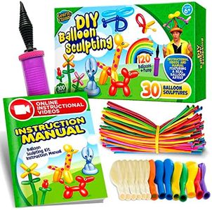 DIY Balloon Animal Kit for beginners. Twisting & Modeling balloon Kit 30 + Sculptures,100 Balloons for balloon animals, Pump, Manual + DVD. Party Fun Activity/, Teens Boys and Girls.